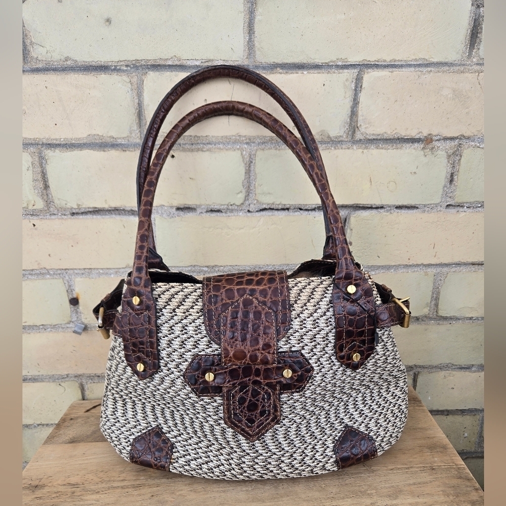 Eric Javits Leather and Weave Bag